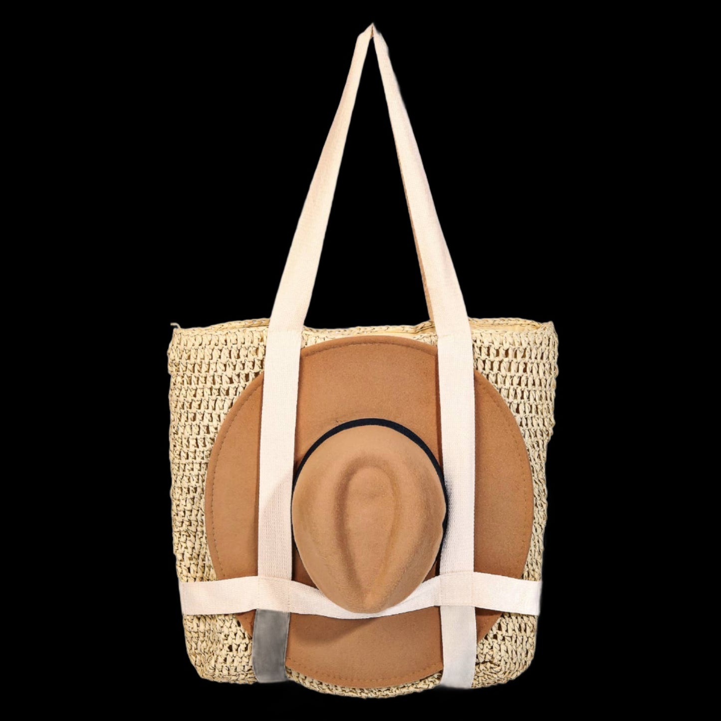 Straw Braided Hat Holder Tote Bag