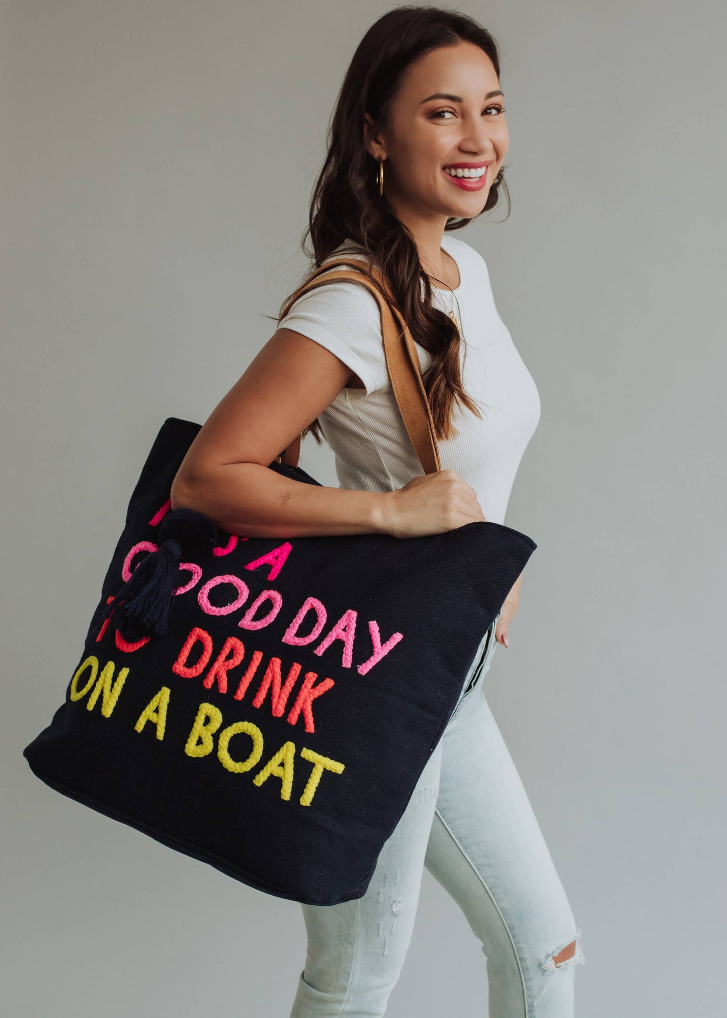 Navy Drink On A Boat Tote