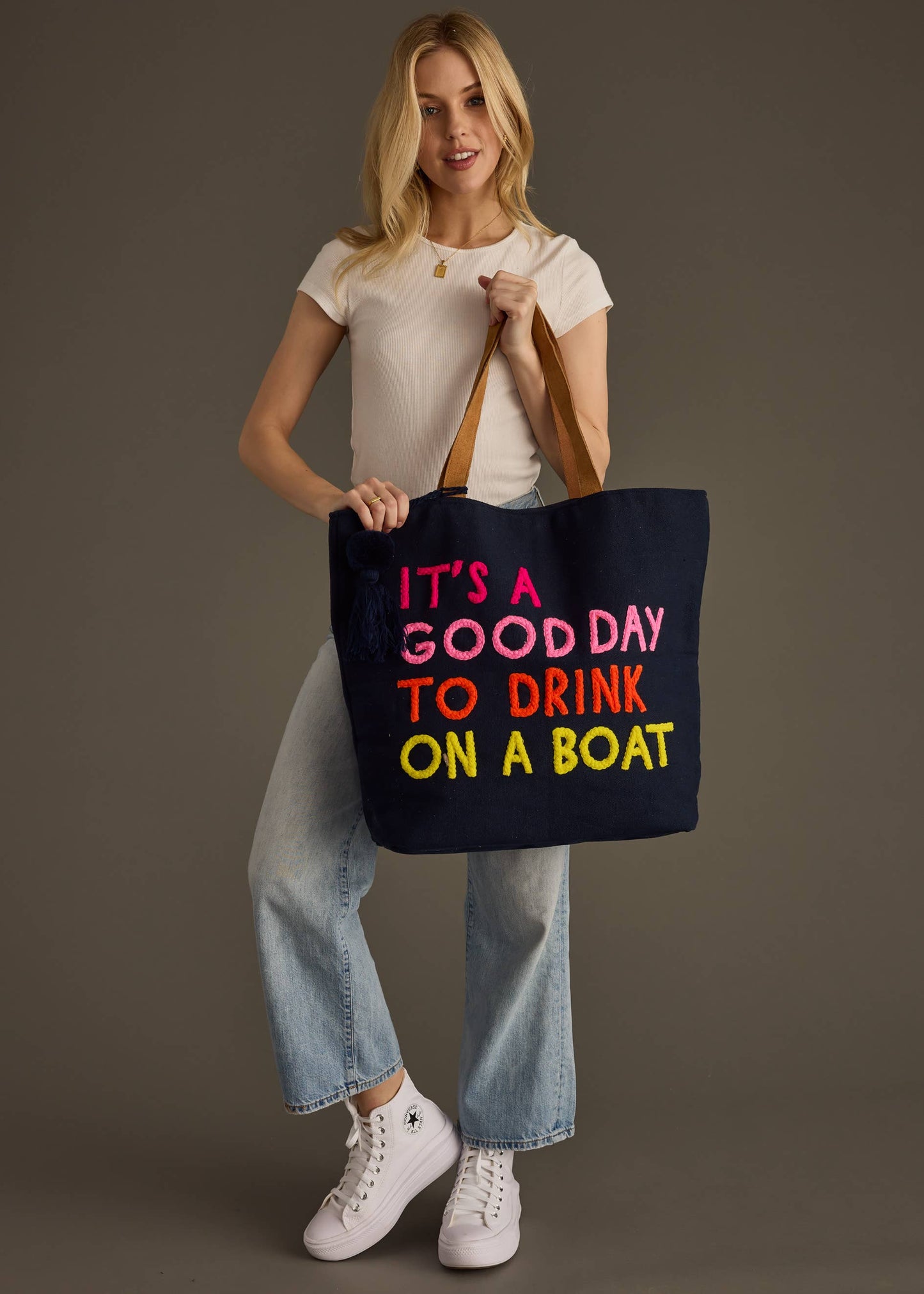 Navy Drink On A Boat Tote