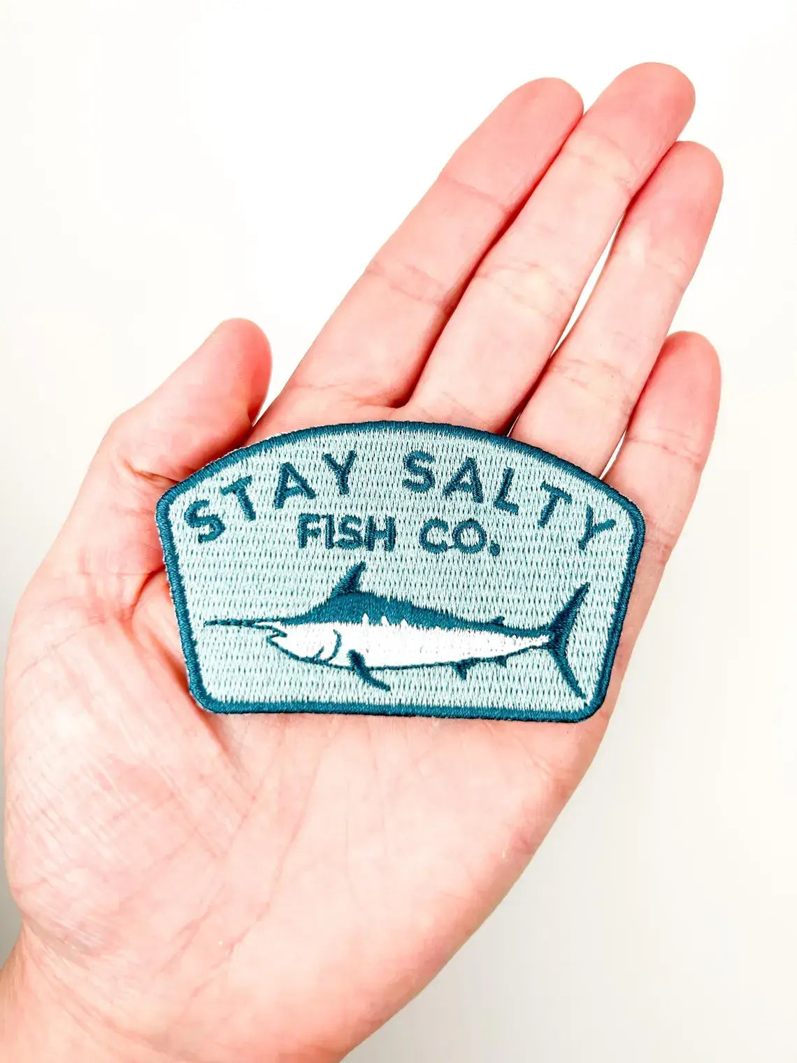 Stay Salty Fish Co. Embroidered Iron-On Patch with Marlin