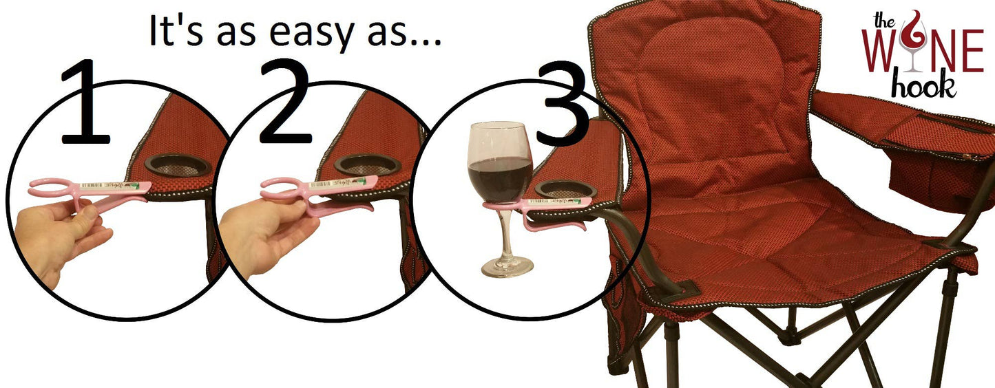 The Wine Hook - Wine Glass Holder for an outdoor chair