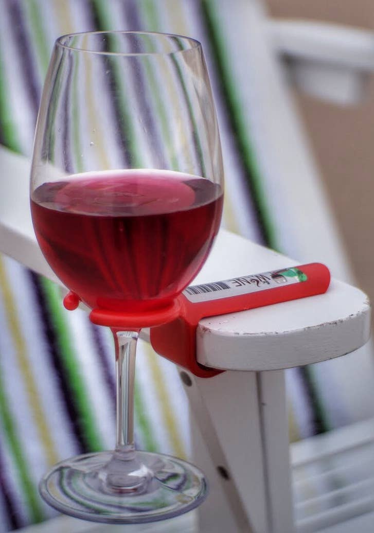 The Wine Hook - Wine Glass Holder for an outdoor chair