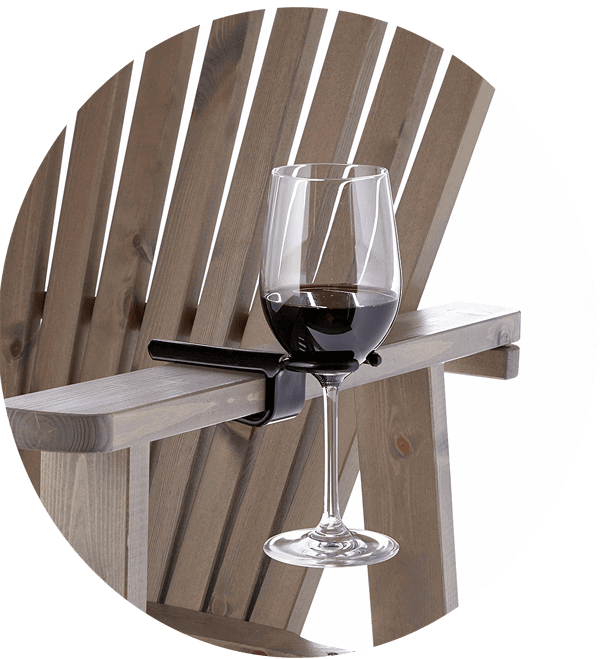 The Wine Hook - Wine Glass Holder for an outdoor chair