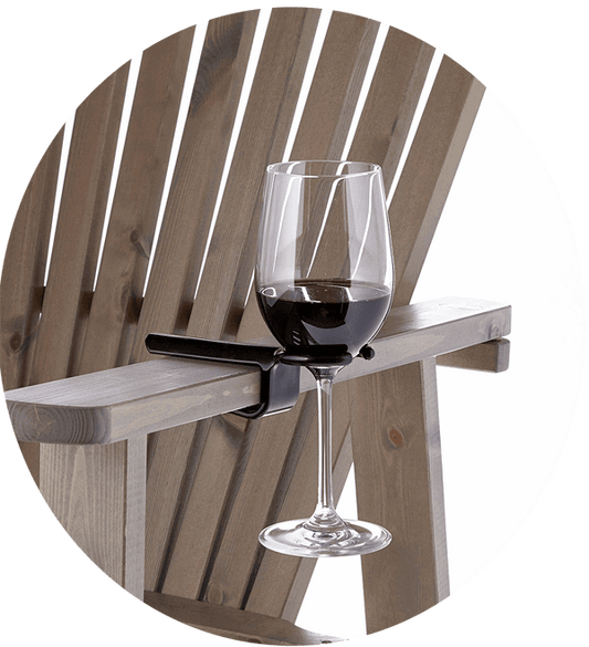 The Wine Hook - Wine Glass Holder for an outdoor chair