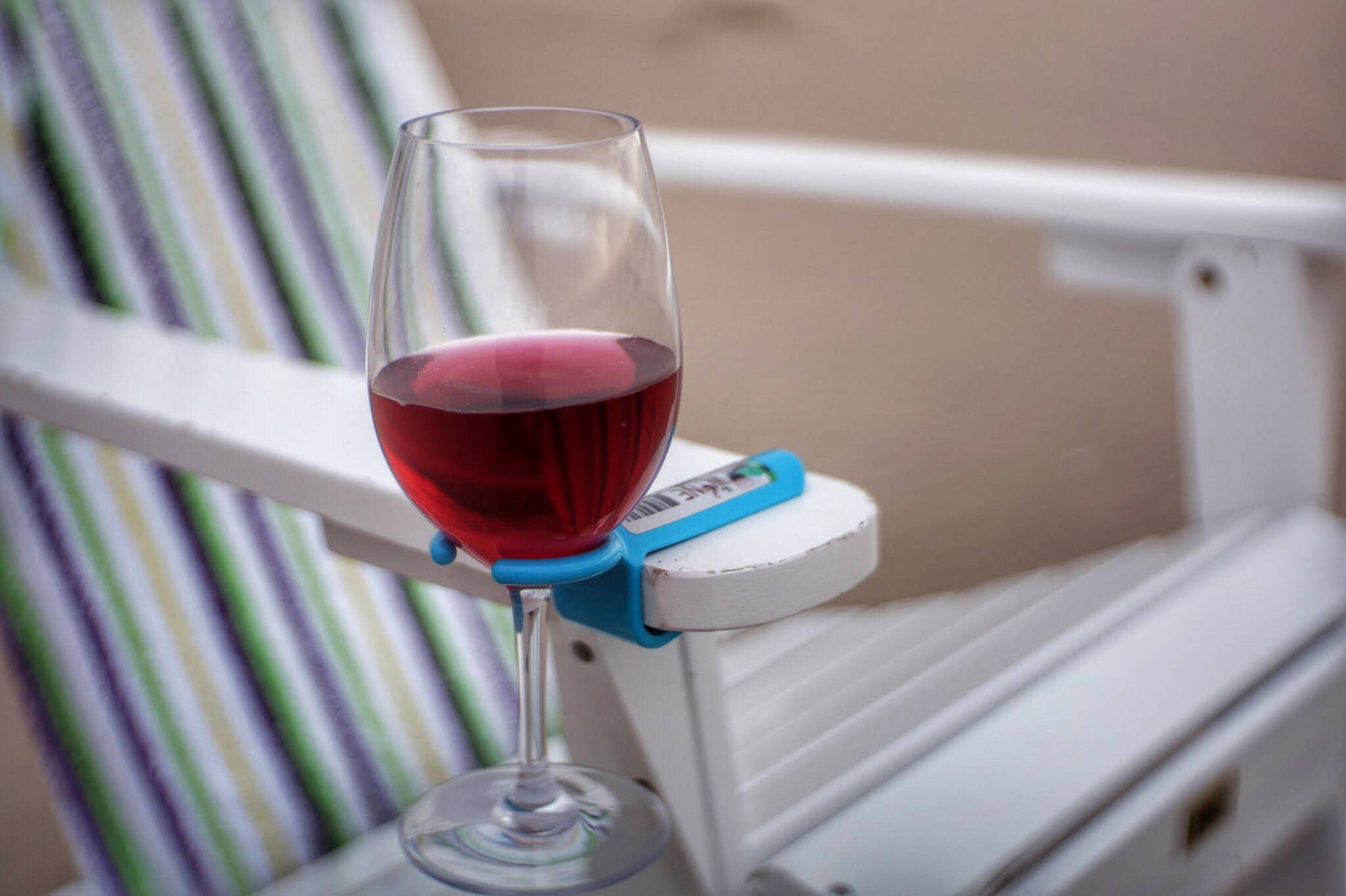 The Wine Hook - Wine Glass Holder for an outdoor chair