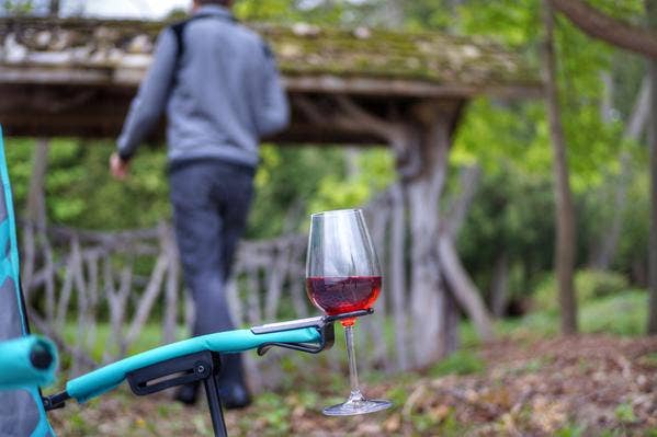 The Wine Hook - Wine Glass Holder for an outdoor chair